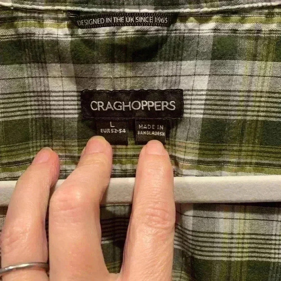 Craghoppers Casual Button Down Short Sleeve Shirt Green Plaid Men’s Large - Picture 5 of 9
